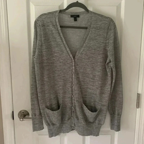 J Crew boyFriend cardigan light gray size medium - Picture 1 of 6